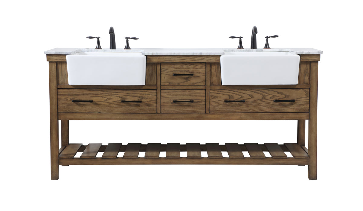 72 inch double bathroom vanity in driftwood
