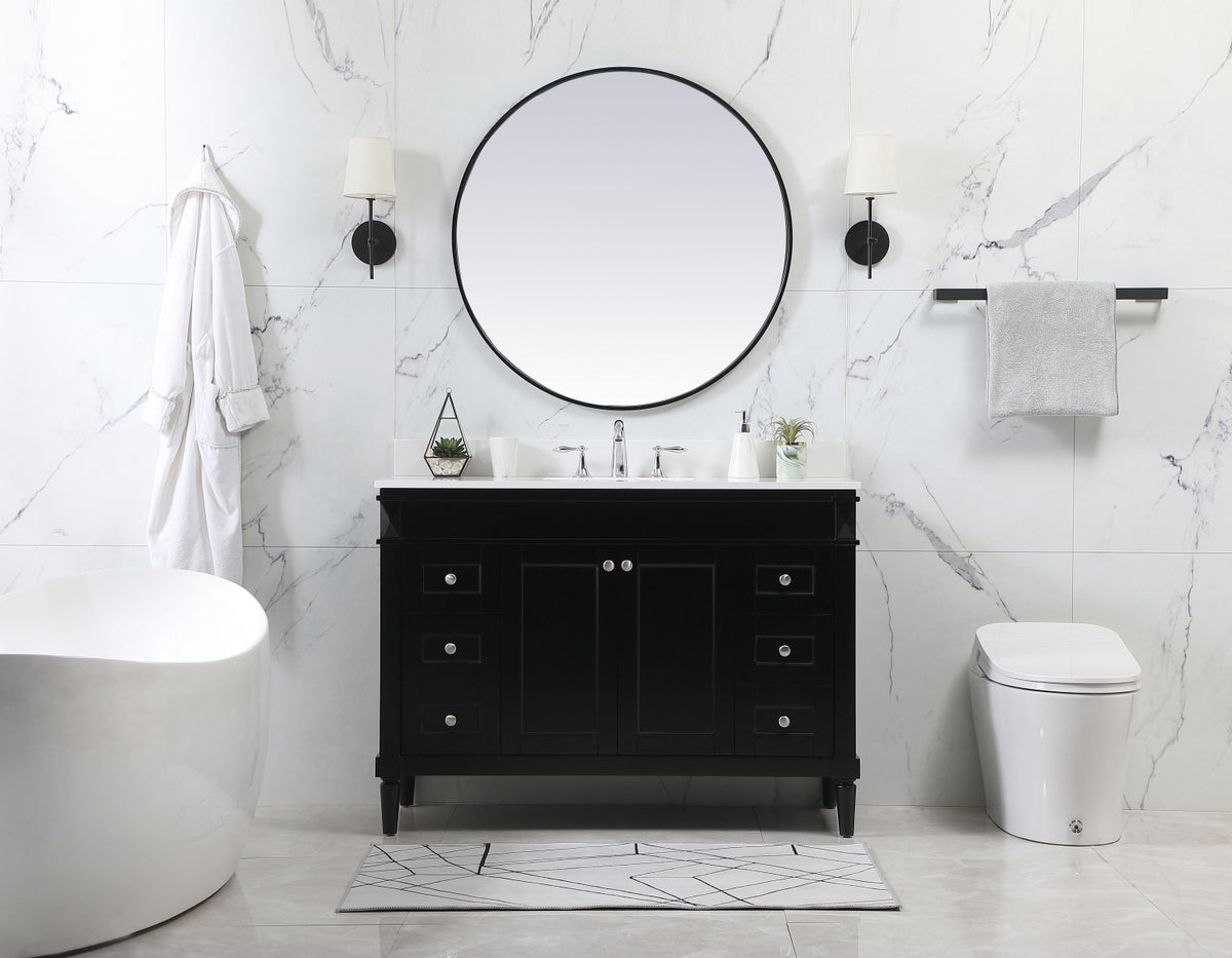 48 inch Single bathroom vanity in black with backsplash