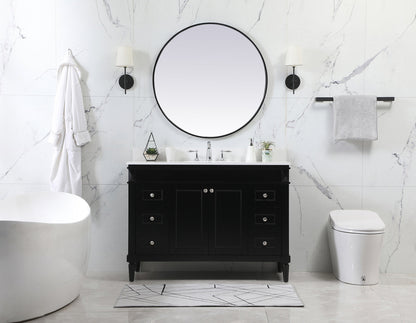 48 inch Single bathroom vanity in black with backsplash