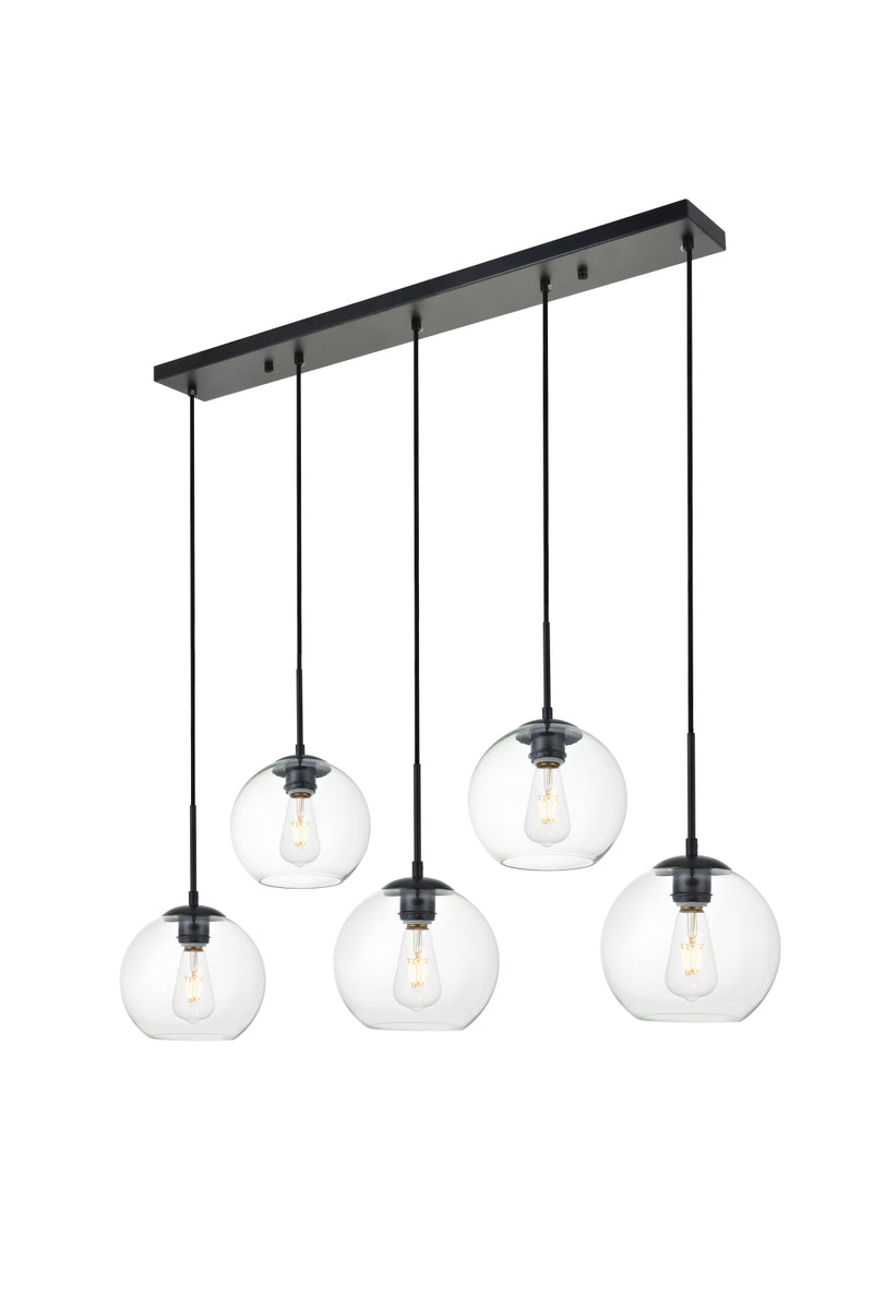 Baxter 5 Lights Black Pendant With Clear Glass