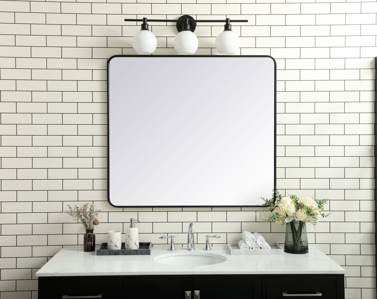 Soft corner metal rectangular mirror 36x40 inch in Black
