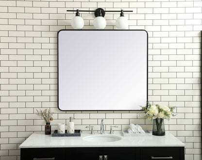 Soft corner metal rectangular mirror 36x40 inch in Black