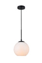 Baxter 1 Light Black Pendant With Frosted White Glass