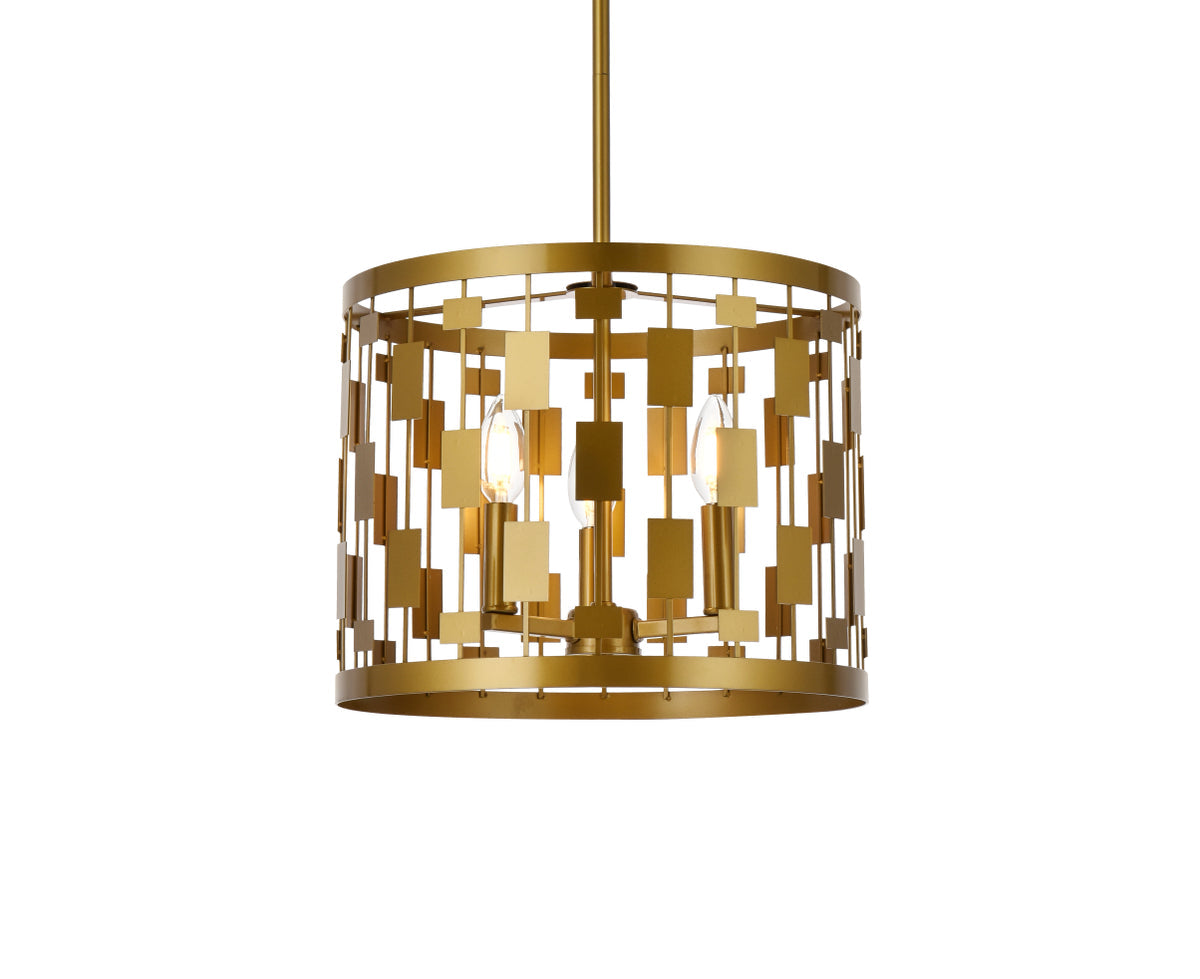 Levante 3 lights pendant in brass