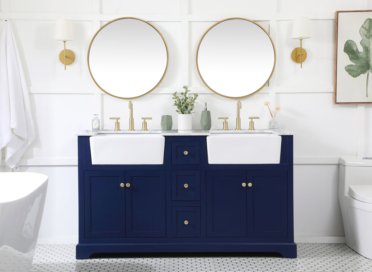 60 inch double bathroom vanity in blue