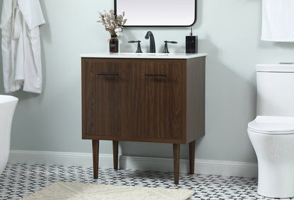 30 inch Single bathroom vanity in walnut