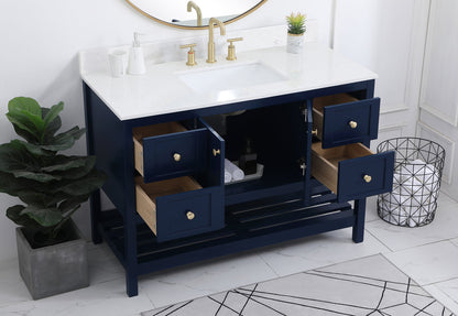 48 inch Single Bathroom Vanity in Blue with Backsplash