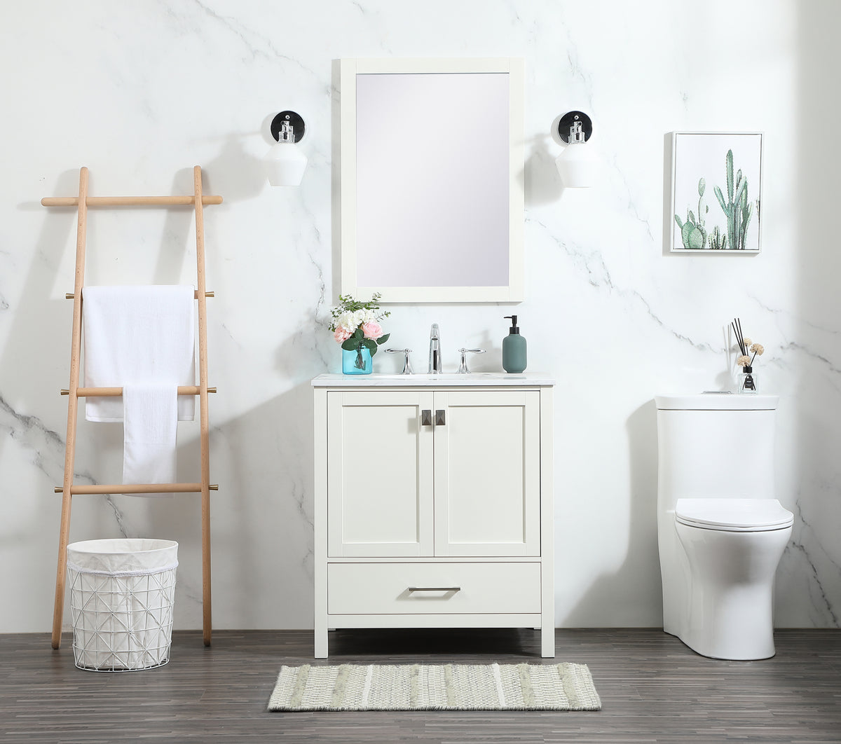 30 inch Single bathroom vanity in white