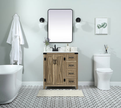 32 inch Single bathroom vanity in natural oak with backsplash