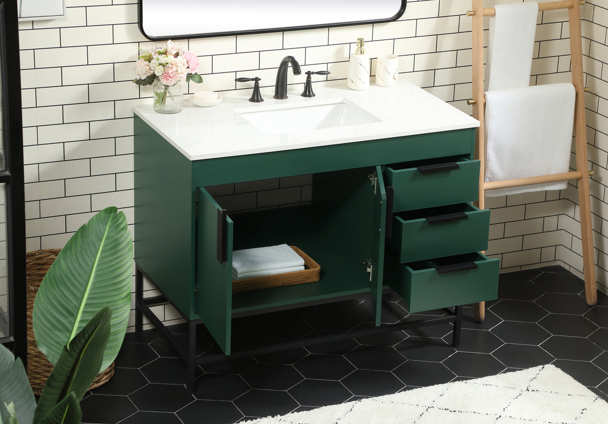 42 inch Single bathroom vanity in green