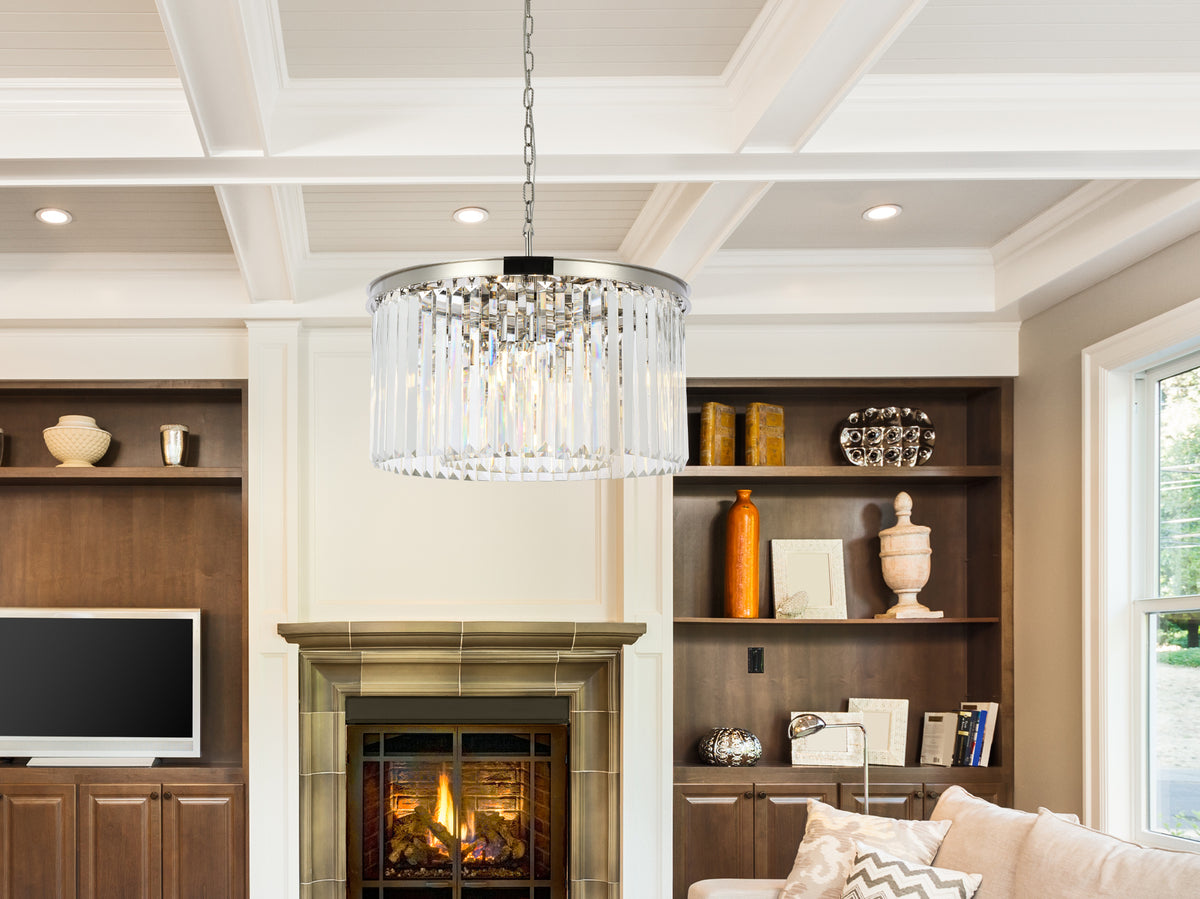 Sydney 8 light polished nickel Chandelier Clear Royal Cut Crystal