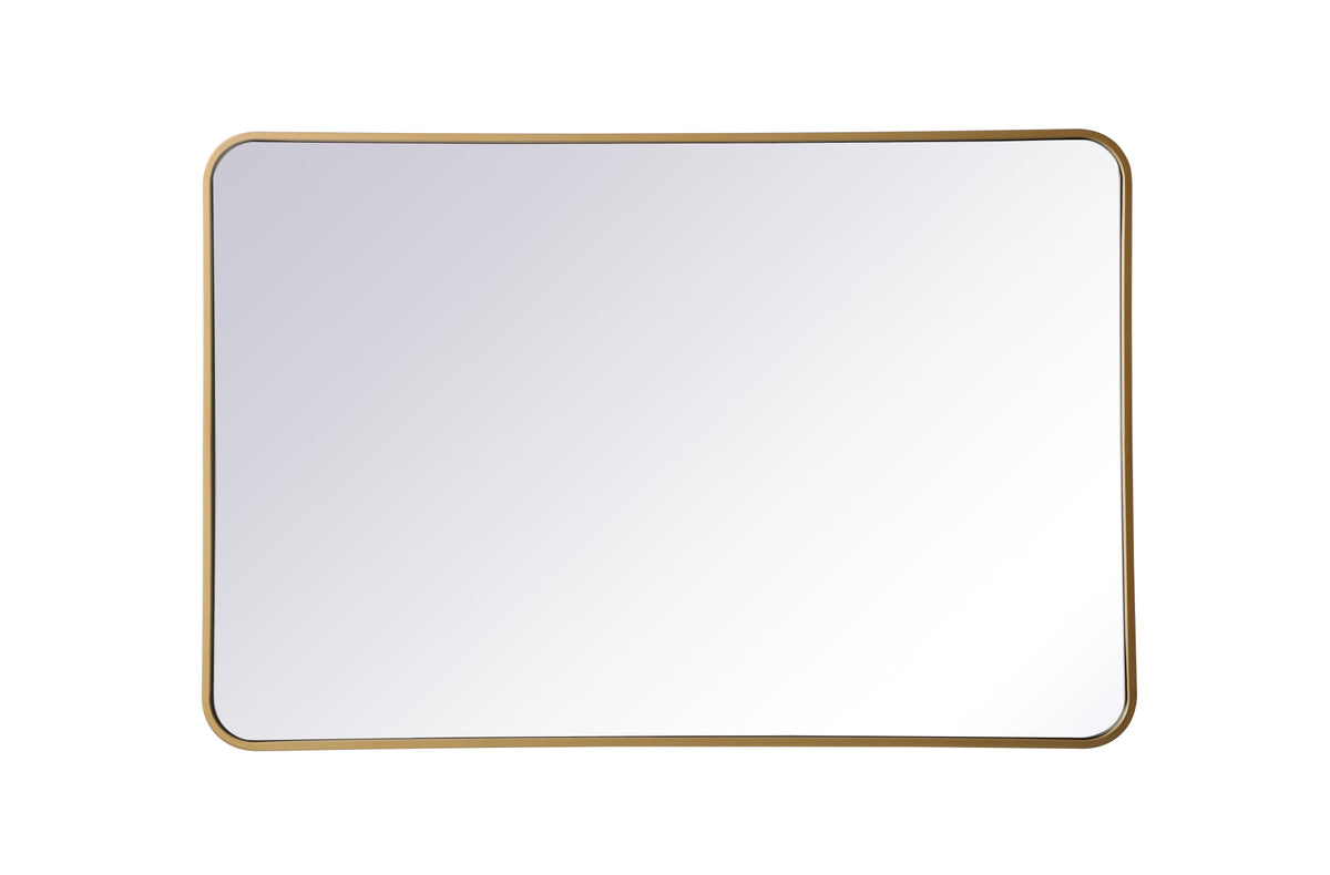 Soft corner metal rectangular mirror 28x42 inch in Brass