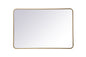 Soft corner metal rectangular mirror 28x42 inch in Brass