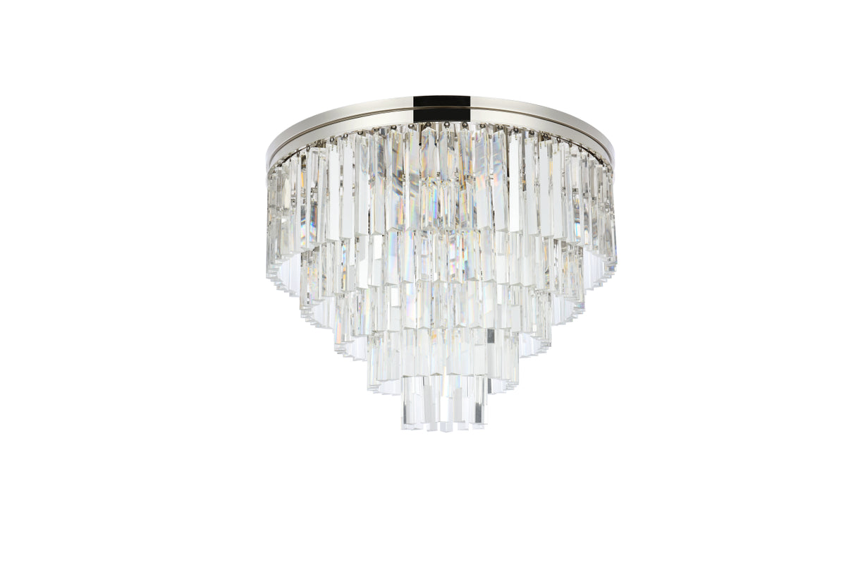Sydney 17 light polished nickel Flush Mount Clear Royal Cut Crystal