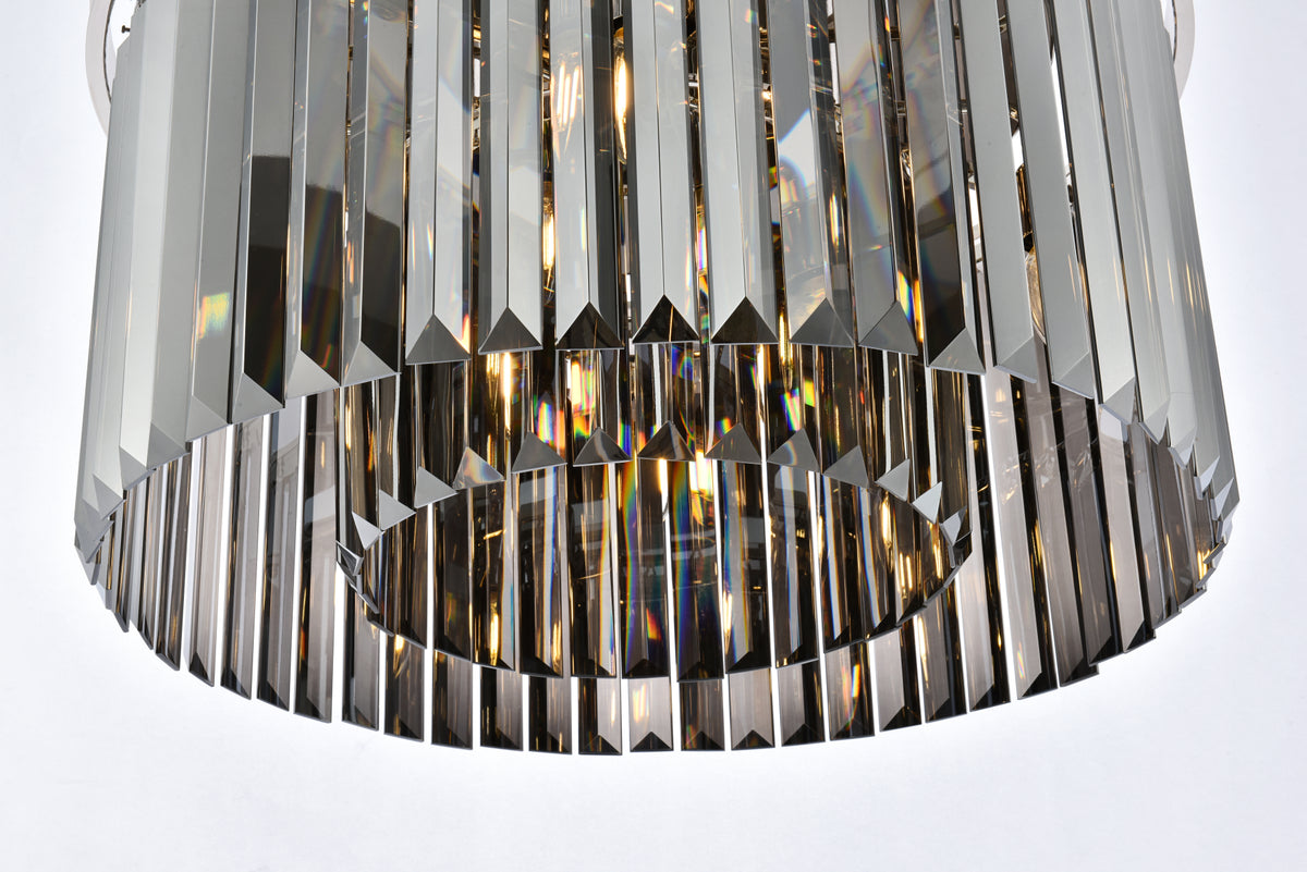 Sydney 8 light polished nickel Flush Mount Silver Shade (Grey) Royal Cut Crystal