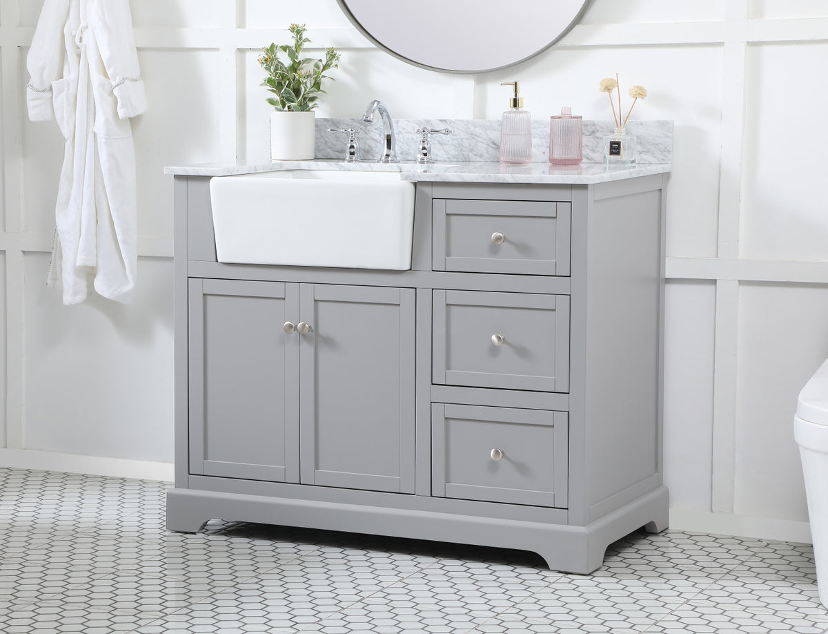 42 inch Single bathroom vanity in grey with backsplash