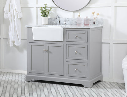 42 inch Single bathroom vanity in grey with backsplash
