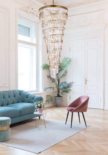 Sydney 30 inch spiral crystal chandelier in satin gold