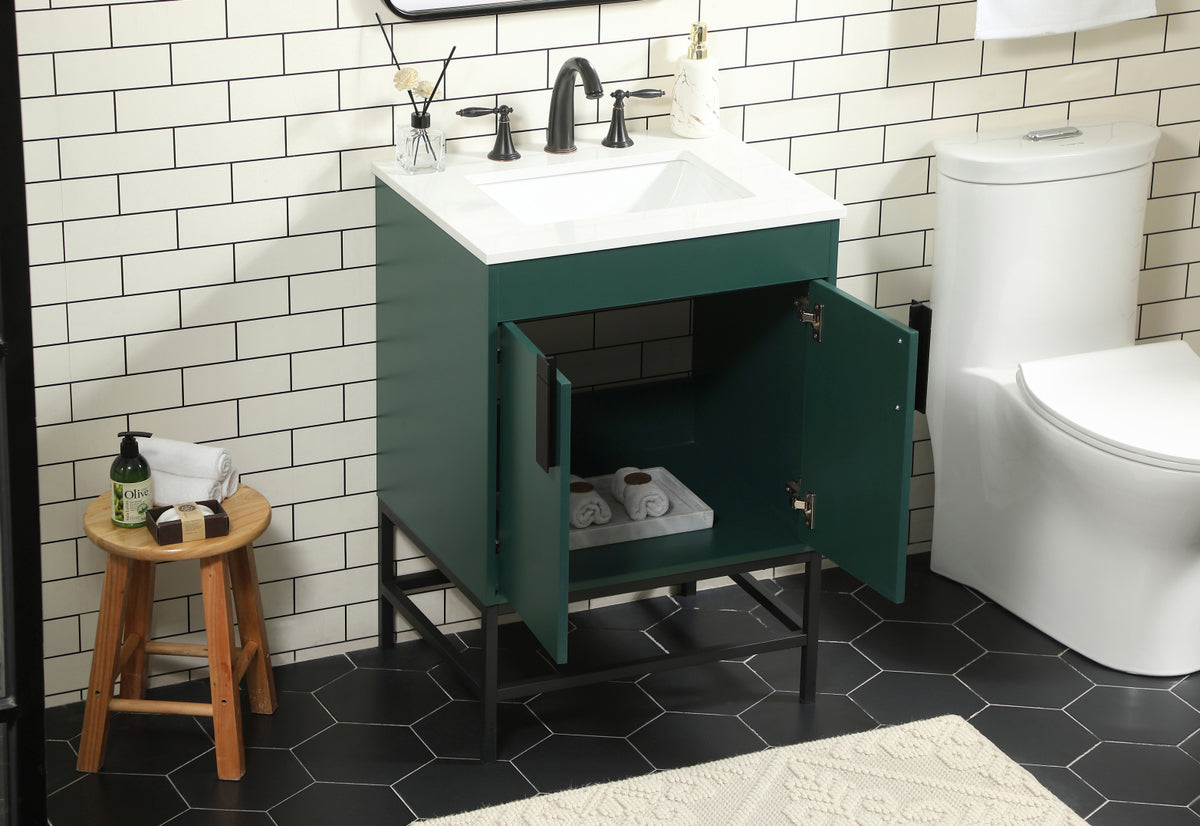 24 inch Single bathroom vanity in green
