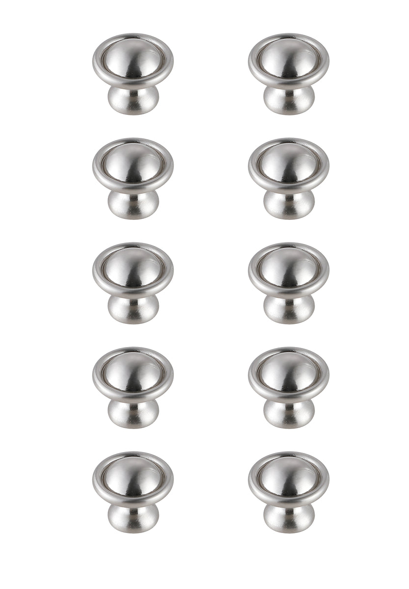 Kadea 1.2" Diameter Brushed Nickel Mushroom Knob Multipack (Set of 10)