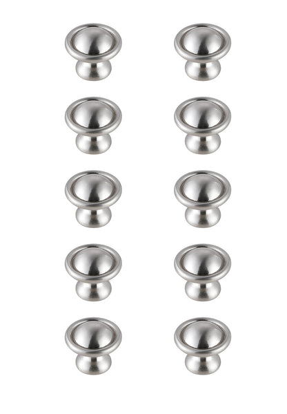 Kadea 1.2" Diameter Brushed Nickel Mushroom Knob Multipack (Set of 10)