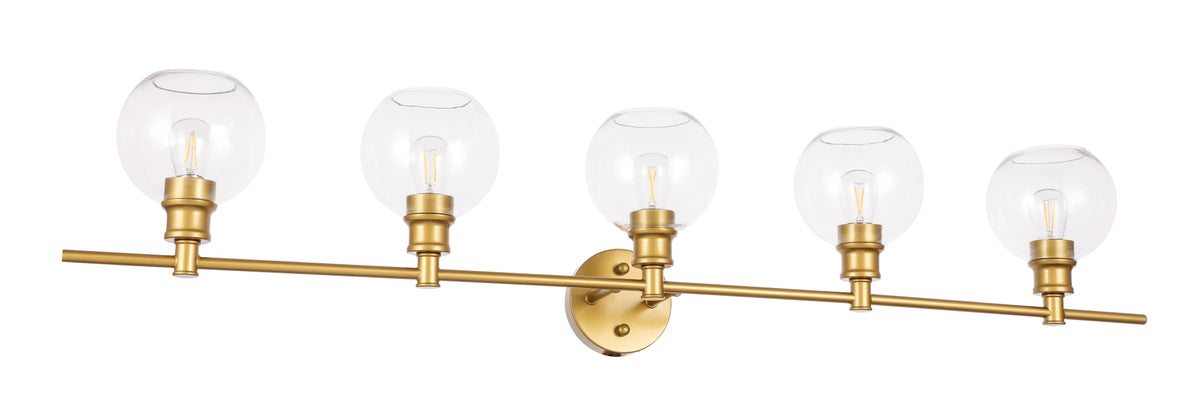Collier 5 light Brass and Clear glass Wall sconce