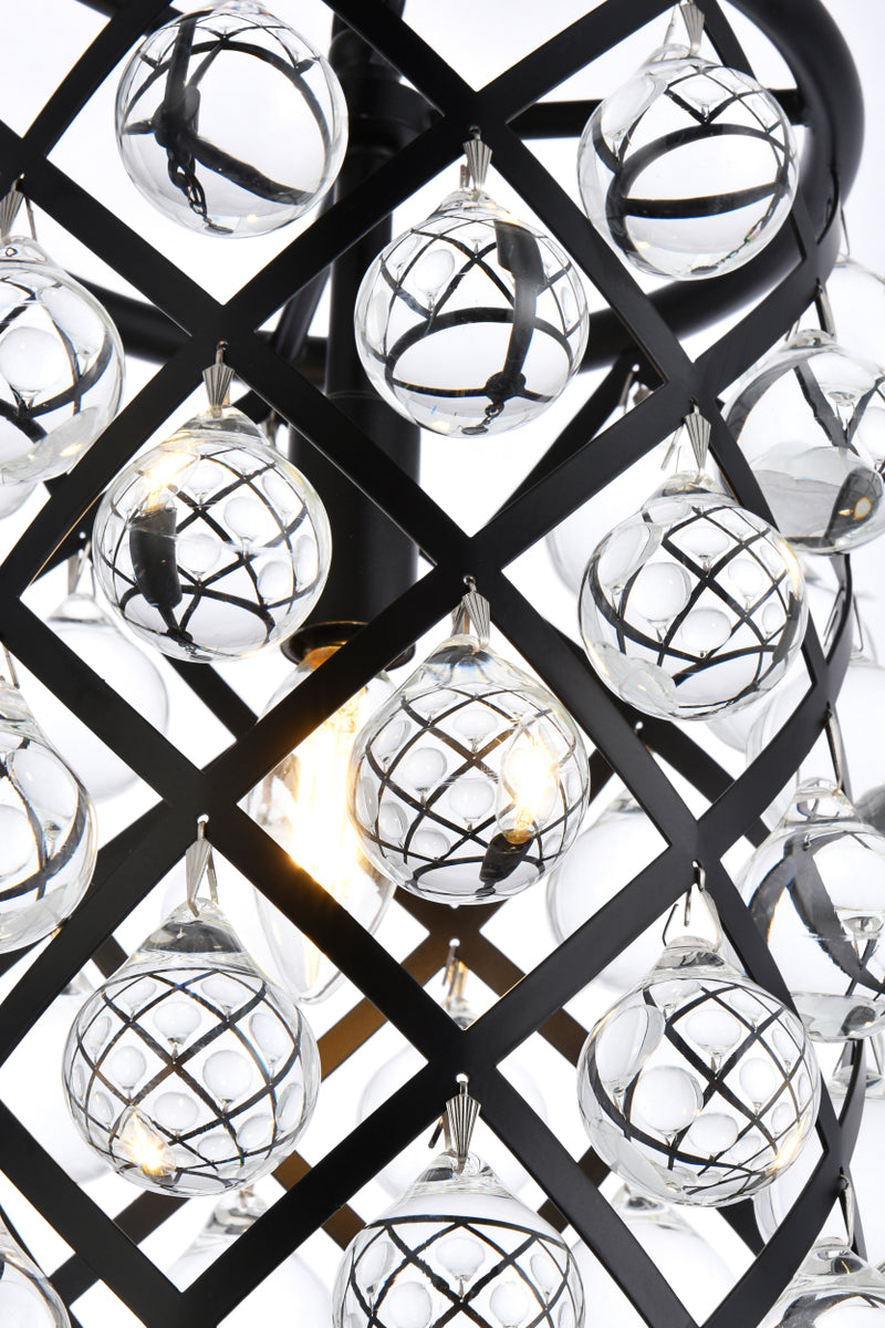 Madison 1 light Matte Black Pendant Clear Royal Cut Crystal