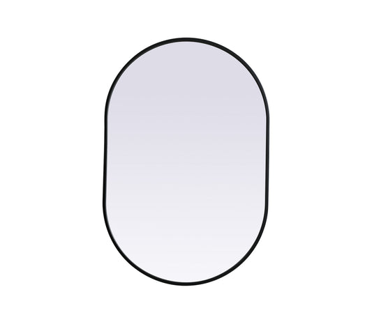 Metal Frame Oval Mirror 24x36 Inch in Black