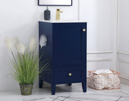 18 inch Single Bathroom Vanity in Blue