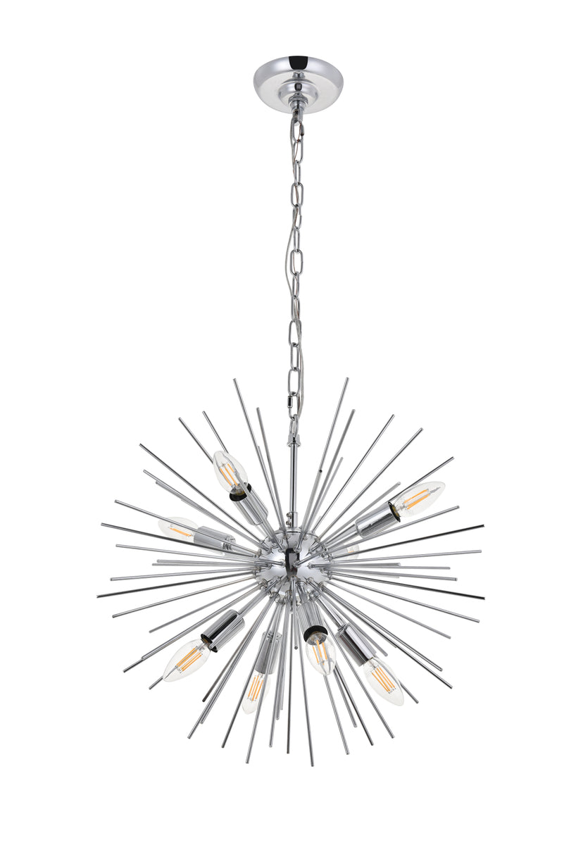 Timber 8 light Chrome Pendant