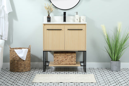 30 inch Single bathroom vanity in maple with backsplash