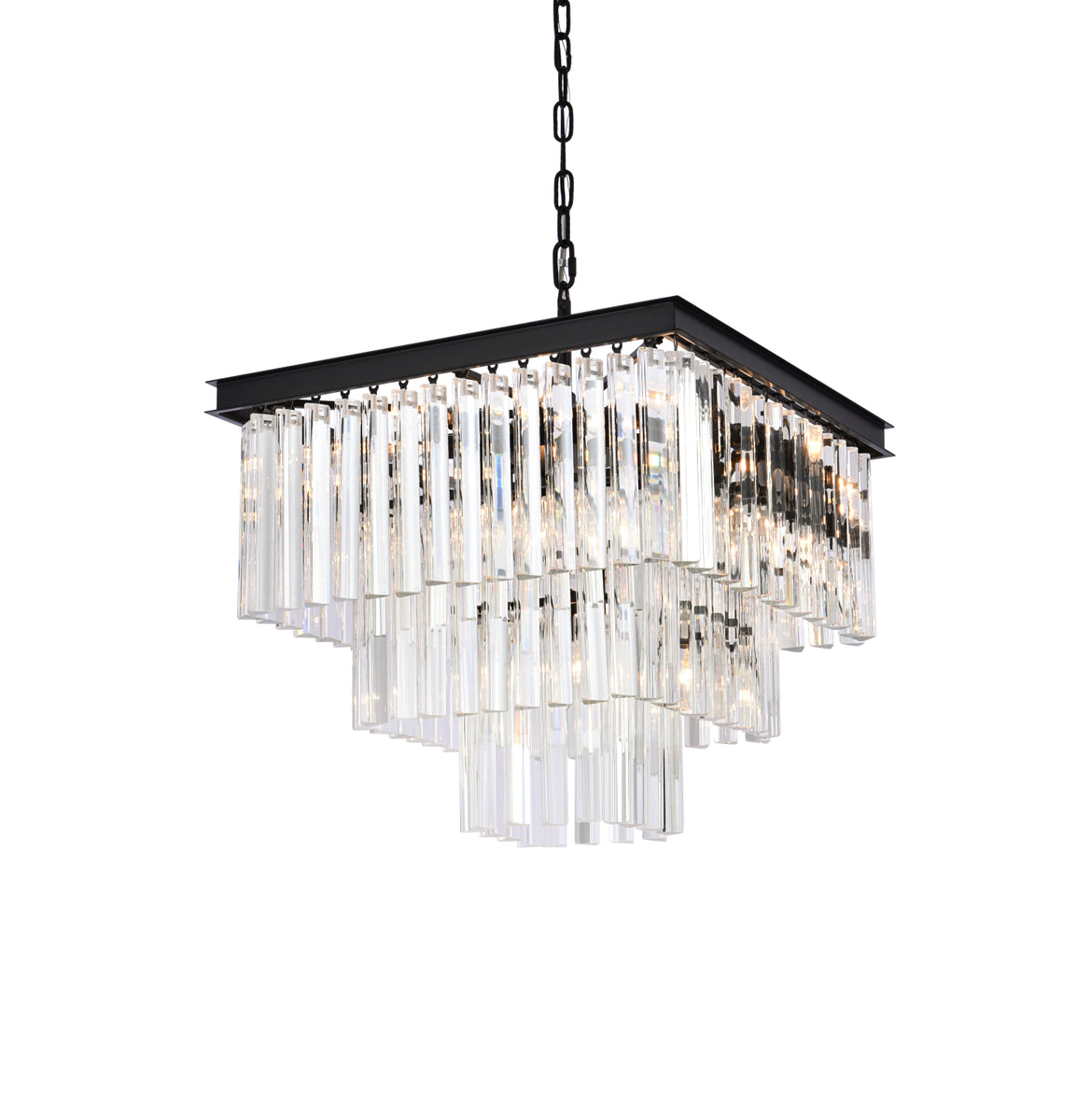 Sydney 21.5 inch square crystal chandelier in matte black