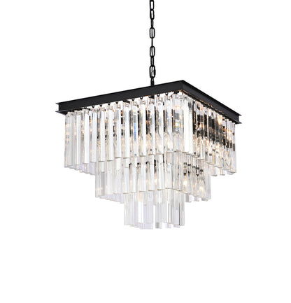 Sydney 21.5 inch square crystal chandelier in matte black