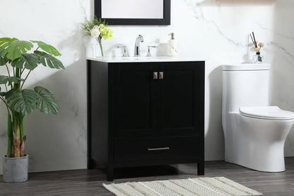 30 inch Single bathroom vanity in black with backsplash