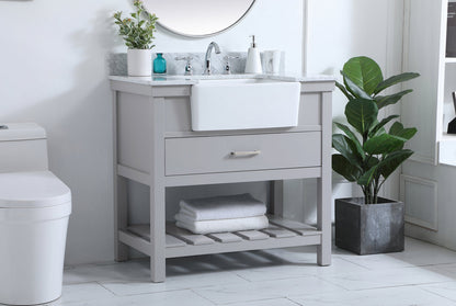 36 inch Single bathroom vanity in grey with backsplash
