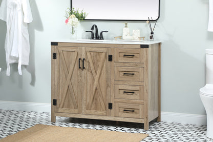 42 inch Single bathroom vanity in natural oak