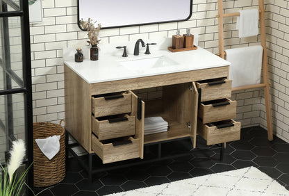 48 inch Single bathroom vanity in natural oak with backsplash