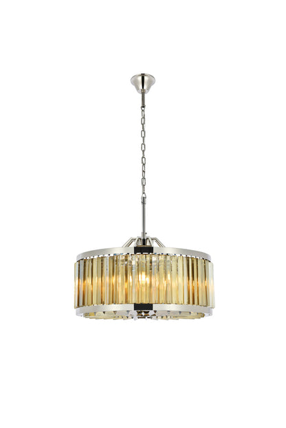 Chelsea 8 light polished nickel Chandelier Golden Teak (Smoky) Royal Cut Crystal
