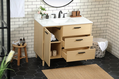 42 inch bathroom vanity in Maple with backsplash