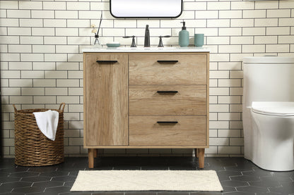 36 inch Single bathroom vanity in natural oak
