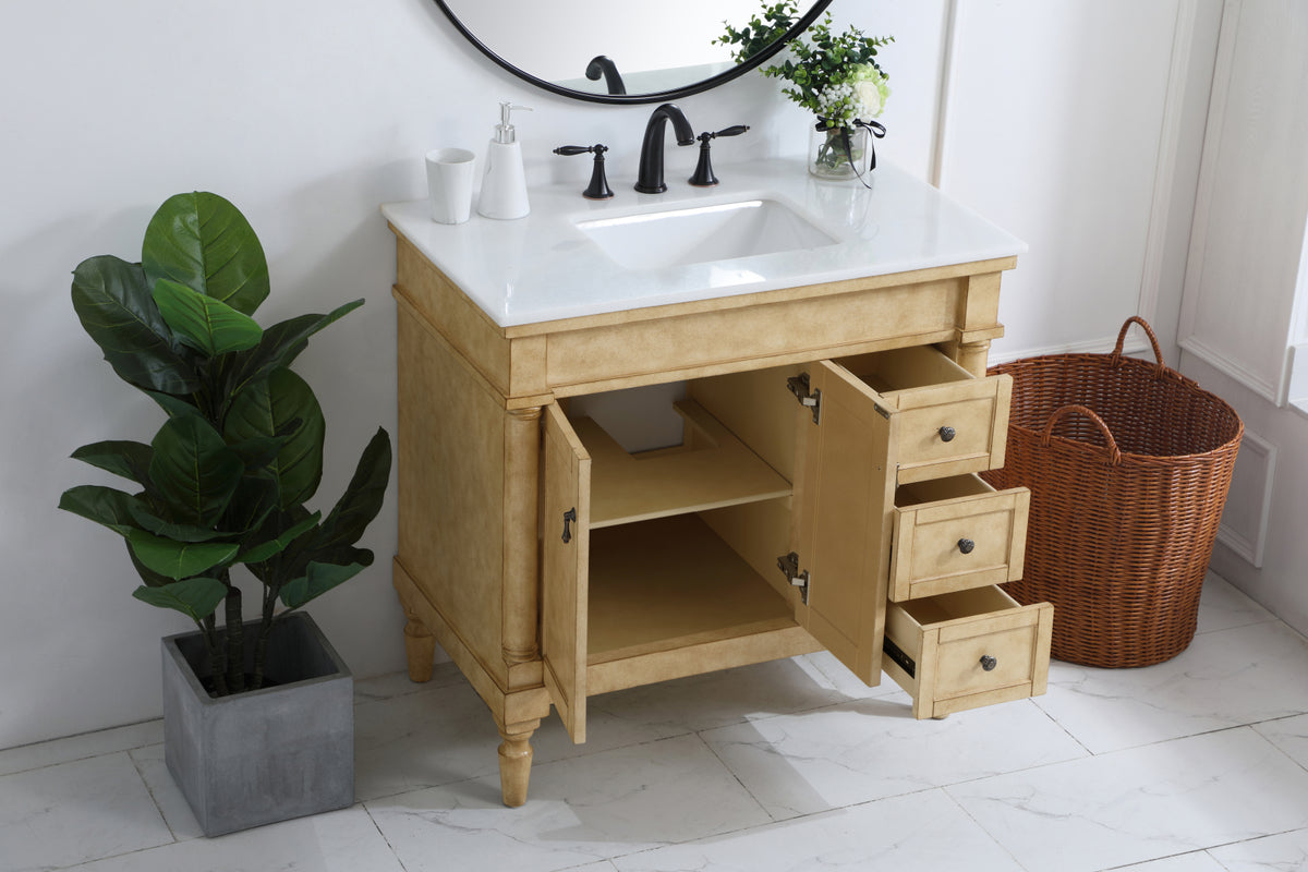 36 inch Single Bathroom Vanity in Antique Beige