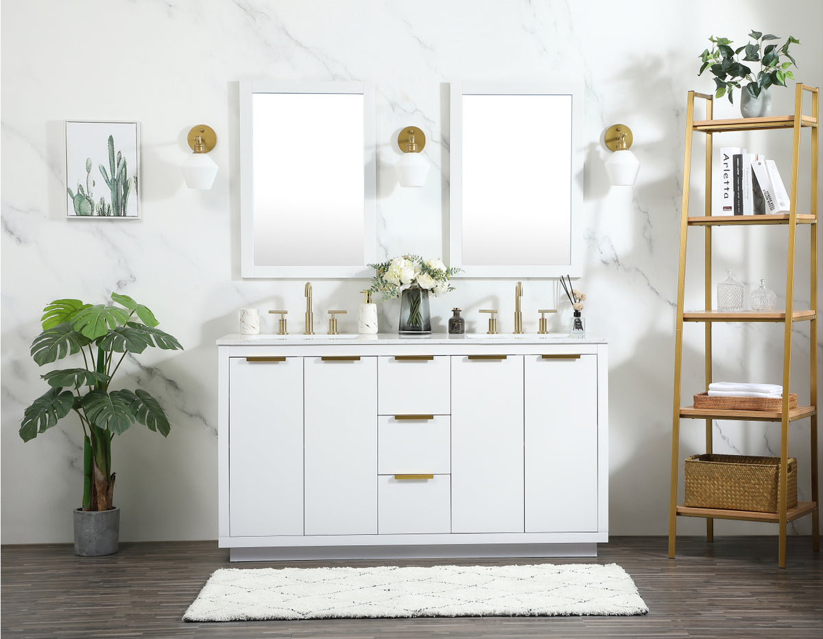 60 inch double bathroom vanity in white