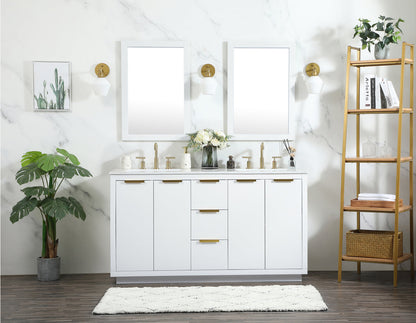 60 inch double bathroom vanity in white