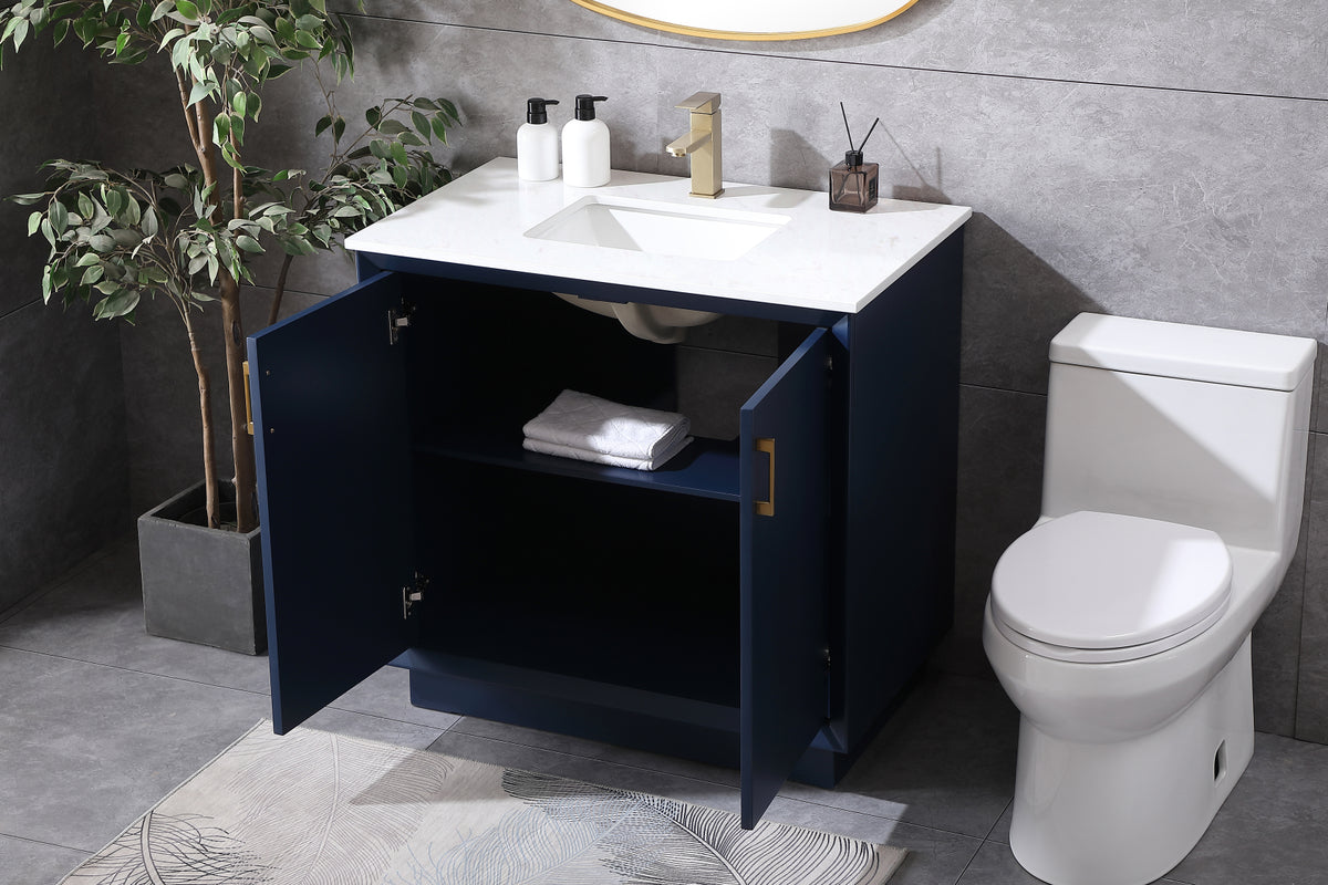 36 Inch SIngle Bathroom Vanity In Blue