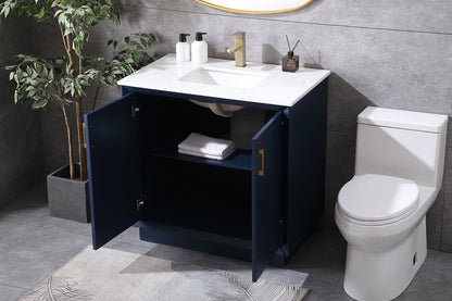 36 Inch SIngle Bathroom Vanity In Blue