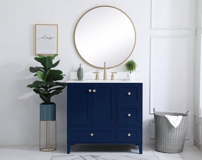 36 inch Single Bathroom Vanity in Blue with Backsplash