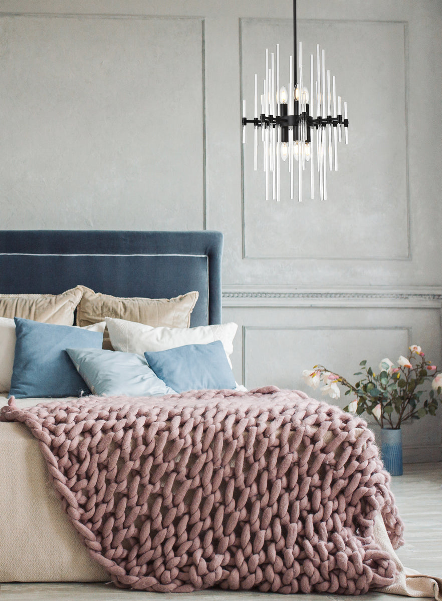 Sienna 17 inch crystal rod pendant in black