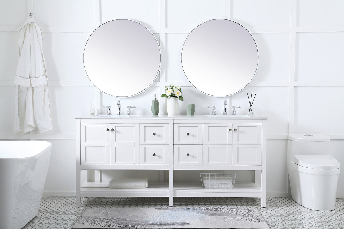 72 inch Double Bathroom Vanity in White