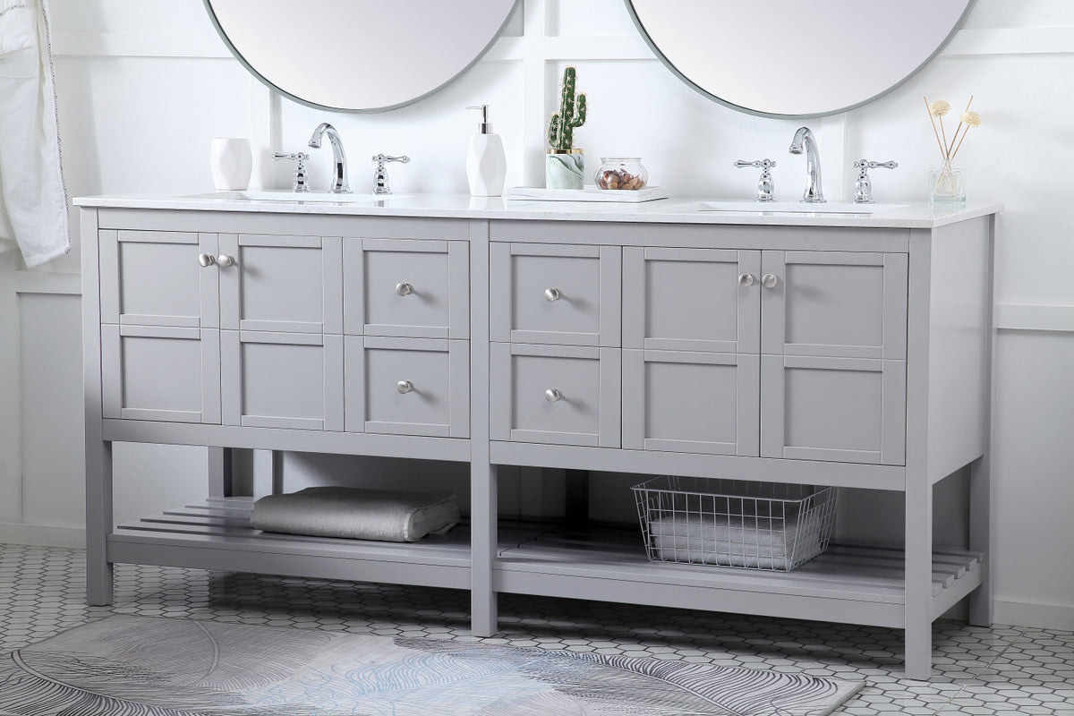 72 inch Double Bathroom Vanity in Gray