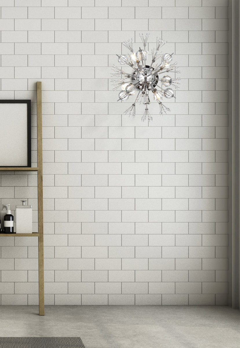 Vera 19 inch crystal starburst wall sconce in chrome